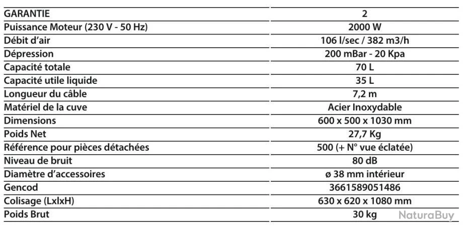 Aspirateur Inox Eau Et Poussières 70L 1250W + Accessoires ASP701 Leman 4 Aspirateur Inox Eau Et Poussières 70L 1250W + Accessoires ASP701 Leman – Image 4